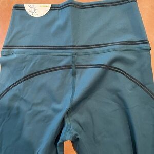 NWT OFFLINE by Aerie Dark Green Cropped Workout Pants with pinstripe